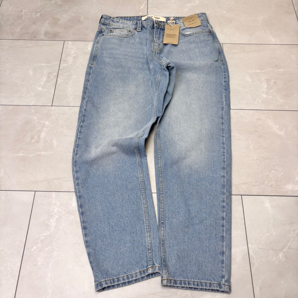Levis 550 Mens Light wash Straight Jeans 34 Blue Denim Cropped NWT